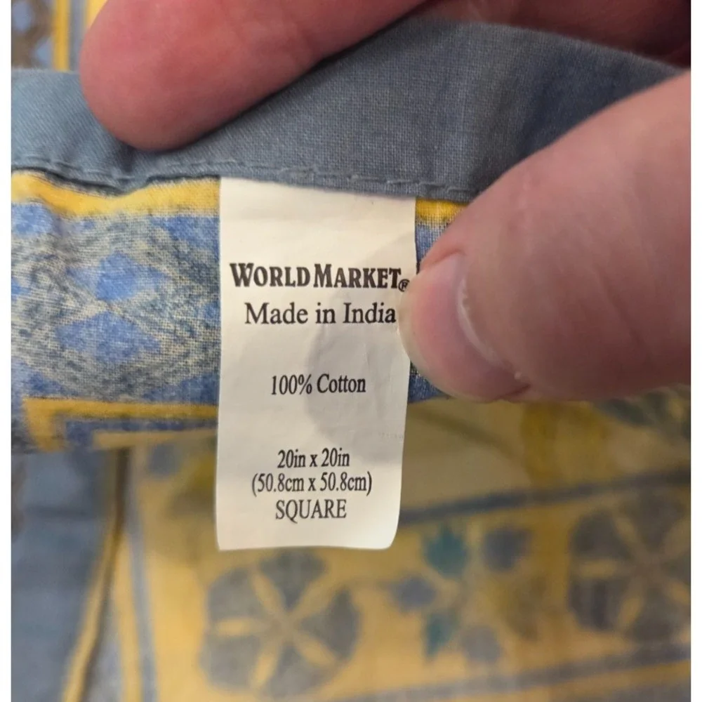 World Market Set of 6 Indian Block Print Cotton Napkins 20x20